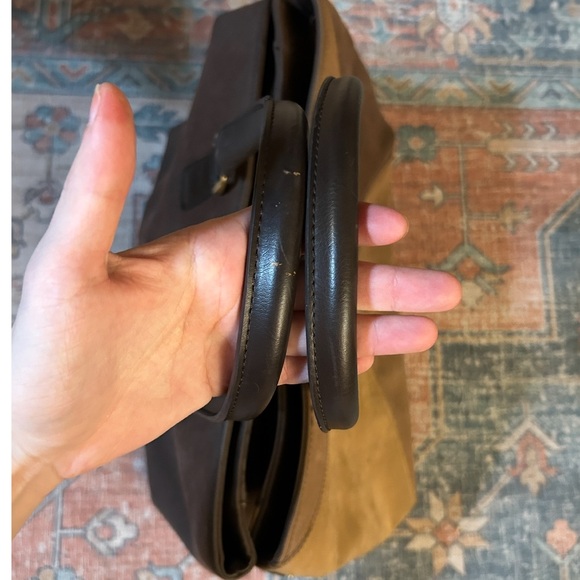 DIANE VON FURSTENBERG Two-Way Weekender Duffle Travel Bag Brown Suede Tri-Tone - Picture 13 of 16